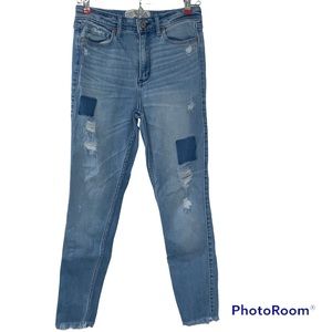 Abercrombie & Fitch Super Skinny High Rise Dark Patch Distressed Jeans - Size 0